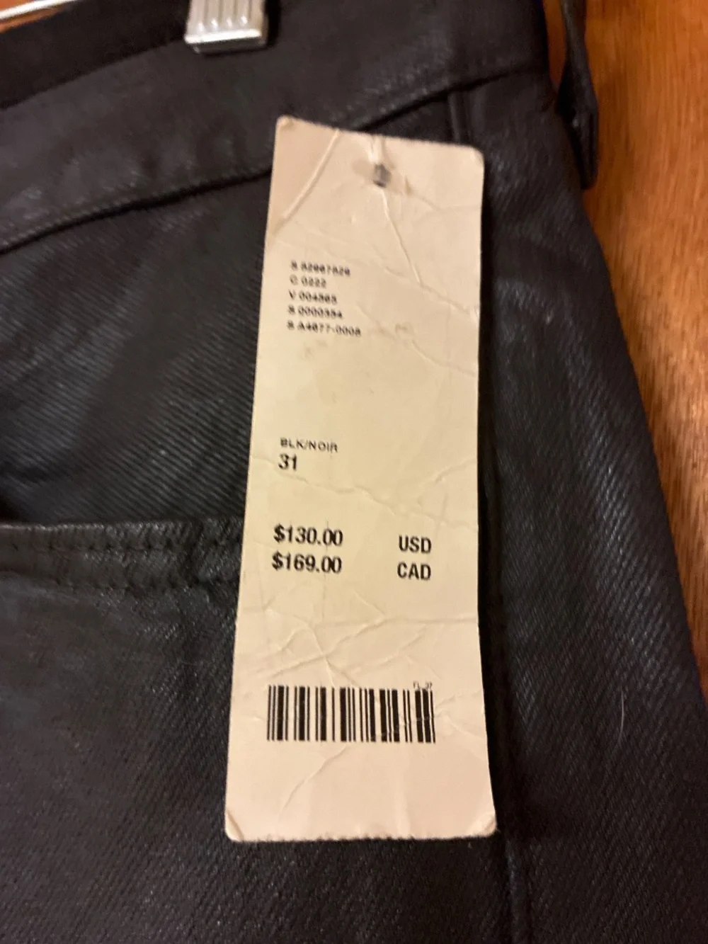 Levi’s 501 ‘ 54 Waxed Coated NWT 100% cotton Button Front Black Jeans unisex
